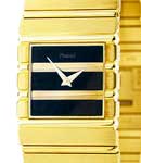 Polo Square Gents in Yellow Gold on Yellow Gold Bracelet with Black and Gold Dial
