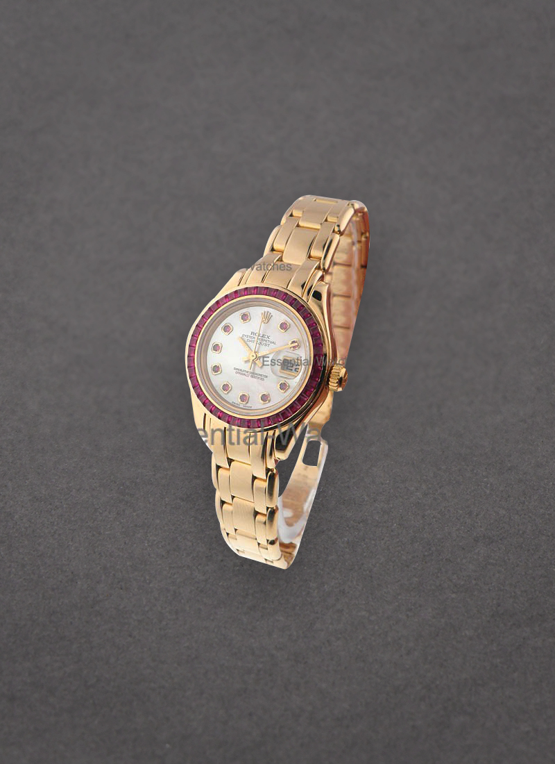 Pre-Owned Rolex Masterpiece with Yellow Gold Pink Sapphire Bezel