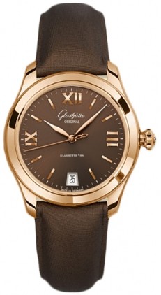 Lady Serenade 36mm Automatic in Rose Gold on Brown Satin Strap with Brown Dial