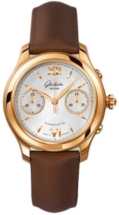 Lady Serenade Chronograph in Rose Gold on Brown Satin Strap with MOP Dial