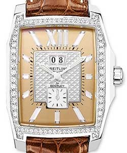 Bentley Flying B No. 3 in Steel with Diamond Bezel on Brown Alligator Leather Strap with Bronze Dial