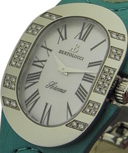 Serena in Steel with Diamonds on Aqua Blue Leather Strap with Aqua Strap