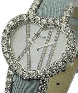  Haute Joaillerie - Heart with Diamond Bezel and Lugs White Gold on Blue Strap - Mother of Pearl Dial