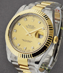 Datejust  II - 41mm 2-Tone with Fluted Bezel /  Oyster Bracelet Champagne Diamond Dial