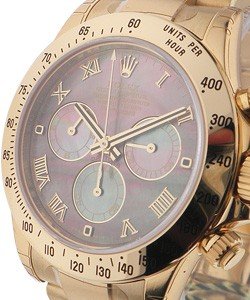 Daytona in Yellow Gold on Yellow Gold Oyster Bracelet with Black Mother of Pearl Dial