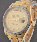 President - 36mm - Yellow Gold - Diamond Bezel on President Bracelet - Cream Roman Dial