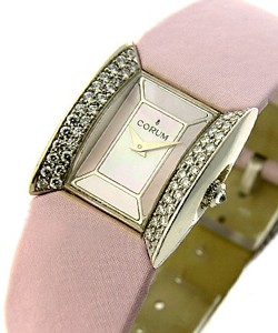  Butterfly in White Gold with Diamond Case on Pink Strap with Pink MOP Dial 