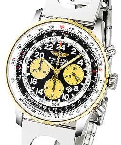 Navitimer Cosmonaute Flyback Men''s Chronograph in Steel Steel on Bracelet with Black Dial and Yellow Gold Bezel