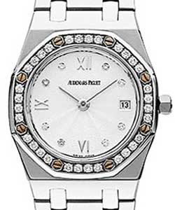 Royal Oak Lady''''s with Diamond Bezel Steel on Bracelet with Silver Dial