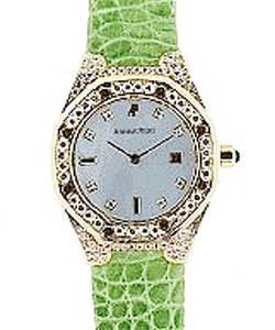 Royal Oak Quartz with Diamonds Yellow Gold on Strap with Grey Dial