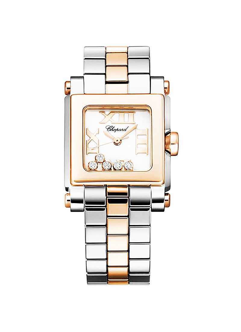Chopard Happy Sport Square in Steel with Rose Gold Bezel