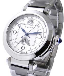 Pasha with Big Date and Moon Phases in Steel on Steel Bracelet with Silver Opaline Dial