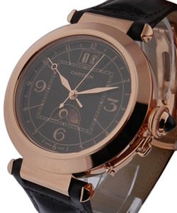 Pasha Extra Large Rose Gold on Leather with Brown Dial
