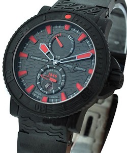 Marine Diver Black Sea in Rubber Coated Steel  on Black Rubber Strap with Black Dial