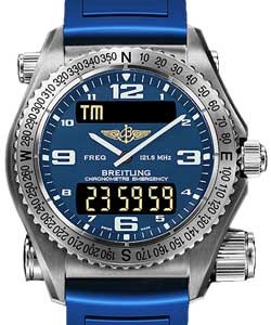 Aerospace Advantage Emergency in Titanium on Blue Rubber Strap with Blue Dial