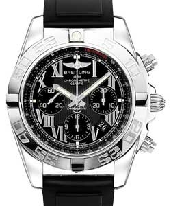 Chronomat B01 Mens Automatic Chronograph in Steel Steel on Black Rubber Strap with Black Dial