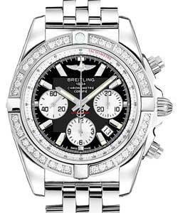 Chronomat B01 Automatic in Steel with Diamond Bezel on Steel Bracelet with Black Dial and Silver Subdials