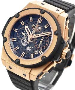 King Power Unico 48mm in Rose Gold on Black Rubber Strap with Black Skeleton Dial