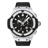 King Power 48mm in Zirconium with Black Ceramic Diamond Bezel on Black Rubber Strap with Carbon Fiber Dial