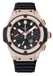 King Power 48mm in Rose Gold with Black Ceramic Diamond Bezel on Black Rubber Strap with Black Carbon Dial
