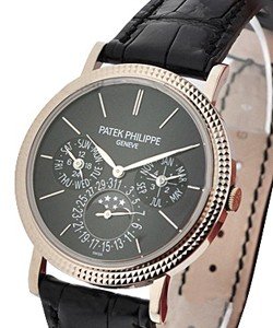 Perpetual Ref 5139G Calendar in White Gold on Black Alligator Leather Strap with Black Dial