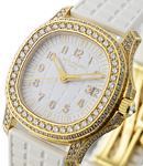 Aquanaut Luce Rose Gold Ref 5069R - Full Pave Case on WhiteTropical Composite Strap