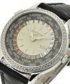 World Time in White Gold with Diamond Bezel on Brown Leather Strap with Ivory Opaline Dial