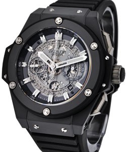 King Power Unico 48 mm Black Ceramic on Rubber Strap with Skeleton Dial
