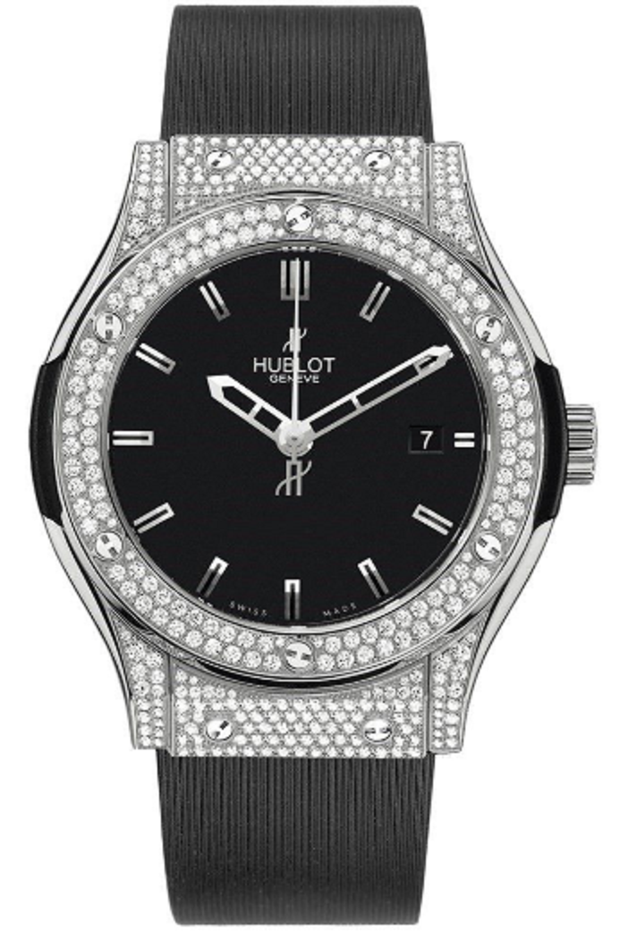 Classic Fusion 42mm Automatic in Zirconium with Diamond Bezel on Black Rubber Strap with Black Dial