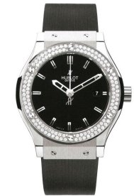 Classic Fusion 42mm Automatic in Zirconium with Diamond Bezel on Black Rubber Strap with Black Dial