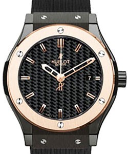Classic Fusion 42mm in Rose Gold with Ceramic Bezel on Black Rubber Strap with Carbon Black Dial