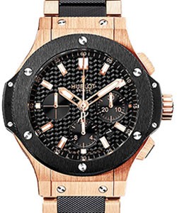 Big Bang 44mm Rose Gold-Black Ceramic on Bracelet with Black Dial