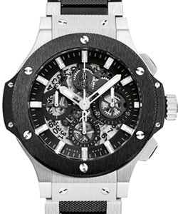 Big Bang 44mm Aero Bang in Steel with Ceramic Bezel on Steel and Black Ceramic Bracelet with Black Skeleton Dial