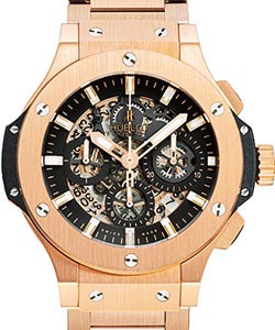 Big Bang Aero Bang 44 in Rose Gold on Rose Gold Bracelet with Black Skeleton Dial