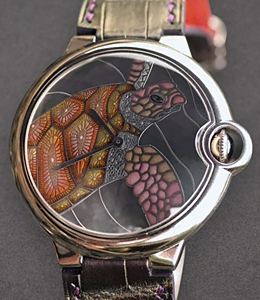 D' Art Ballon Bleu XL - Limited to 40 pcs White Gold on Strap with Turtle Motif Dial