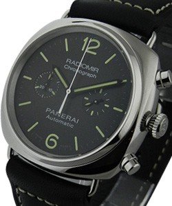 PAM 369 - Radiomir Chronograph in Steel on Black Calfskin Leather Strap with Black Dial