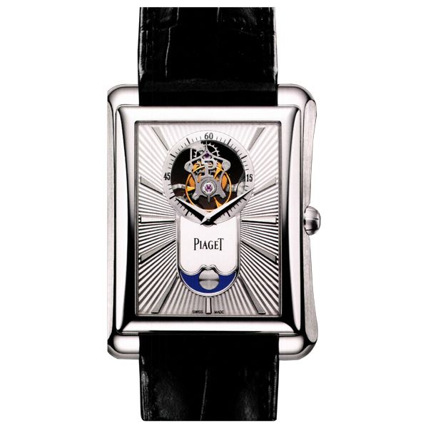Black Tie Emperador Tourbillon in White Gold on Black Leather Strap with Silver Guilloche Dial