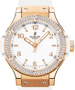 Big Bang 38mm in Rose Gold with Diamond Bezel on Rose Gold Bracelet with White Dial