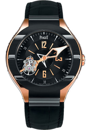 Polo Tourbillon Relatif in Rose Gold with Black PVD Bezel on Black Leather with  Black Dial - Limited to 20 pcs