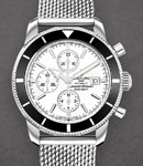 Superocean Heritage Chronograph in Steel On Steel Bracelet with Silver Dial