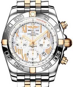 Chronomat B01 Chronograph in Steel and Yellow Gold on Steel and Yellow Gold Bracelet with White MOP Roman Dial