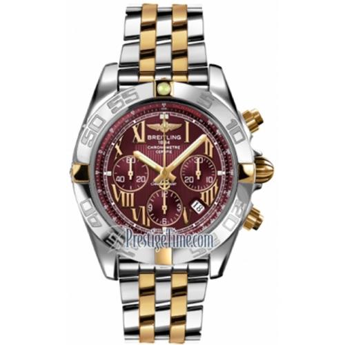 Chronomat B01 Chronograph in Steel with Yellow Gold on Steel and Yellow Gold Bracelet with Burgundy Dial