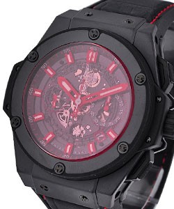 King Power Big Bang Red Magic in Black Ceramic on Black Rubber and Leather Strap with Red Skeleton Dial