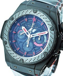 F1 King Power in Black Ceramic with Carbon Fiber Bezel on Black Leather Strap with Black Dial