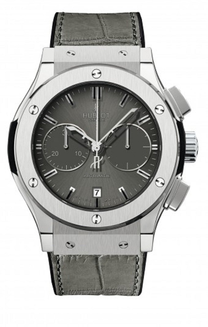 Classic Fusion 45mm in Titanium on Grey Crocodile Leather Strap with Grey  Dial