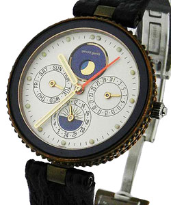 Gefica Calendar Moonphase Bronze on Black Strap with White Dial 