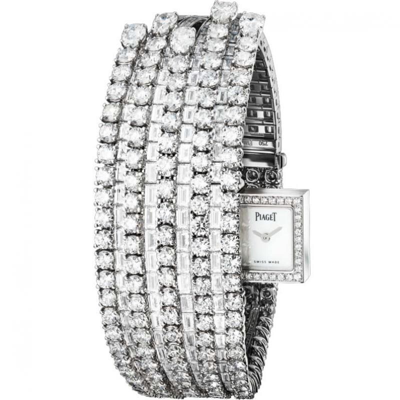 Limelight Secret Watch Cascade Inspiration in White Gold with Diamonds on White Gold Diamond Bracelet with MOP Dial