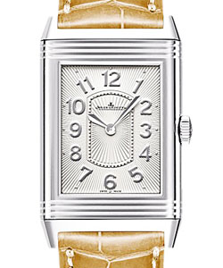 Grande Reverso Lady Ultra Thin in Steel on Brown Ostrich Leather with Silver Guilloche Dial