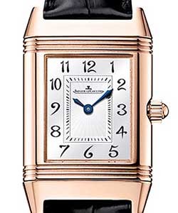 Reverso Duetto in Rose Gold on Black Alligator Leather Strap with White Dial
