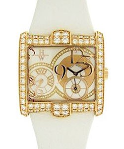Avenue Squared Dual Time 2010 Special Edition Rose Gold-Diamonds on Strap with White Dial
